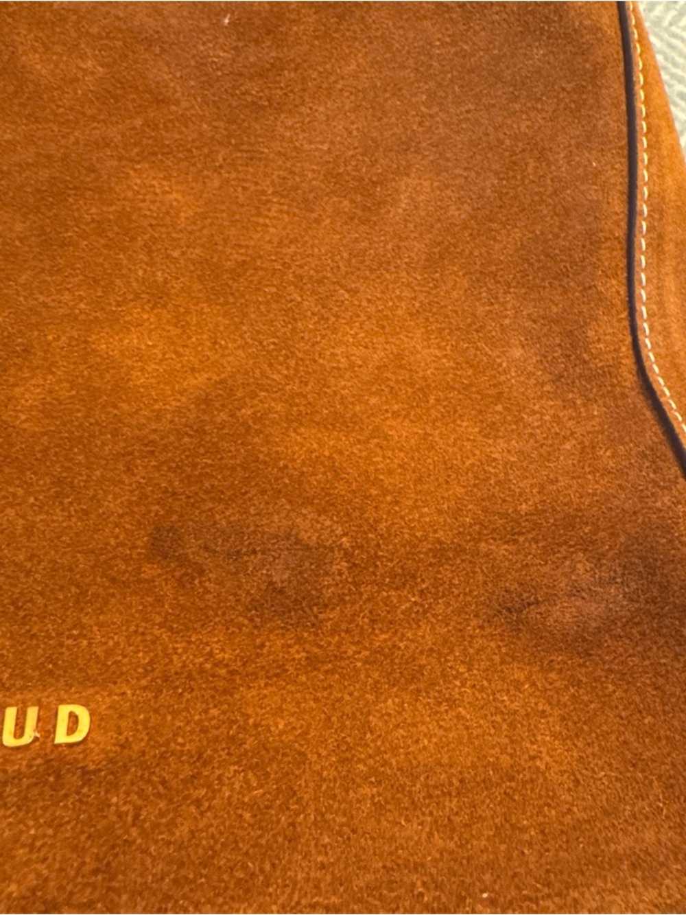 STAUD Mel Bag Cognac Suede Shoulder Bag with Wrapped Handle - Picture 2 of 5